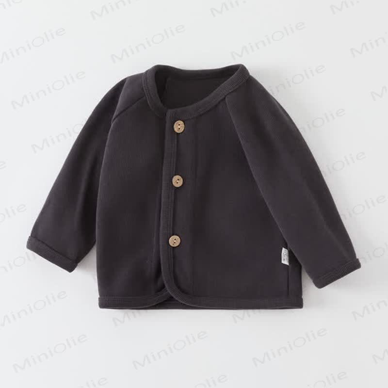 Maglione cardigan lavorato a maglia tinta unita per neonati - Nero Grigio - 3-5T - image 5