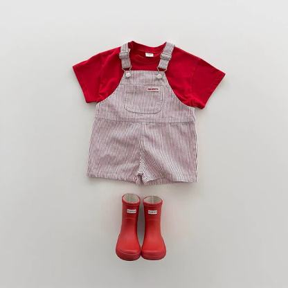 Salopette a righe per neonati e bambini piccoli - Rosso - 4-5T - image 2