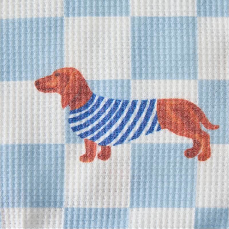 Set di 2 pezzi con stampa a quadri e motivo waffle per cuccioli di bassotto. - image 5