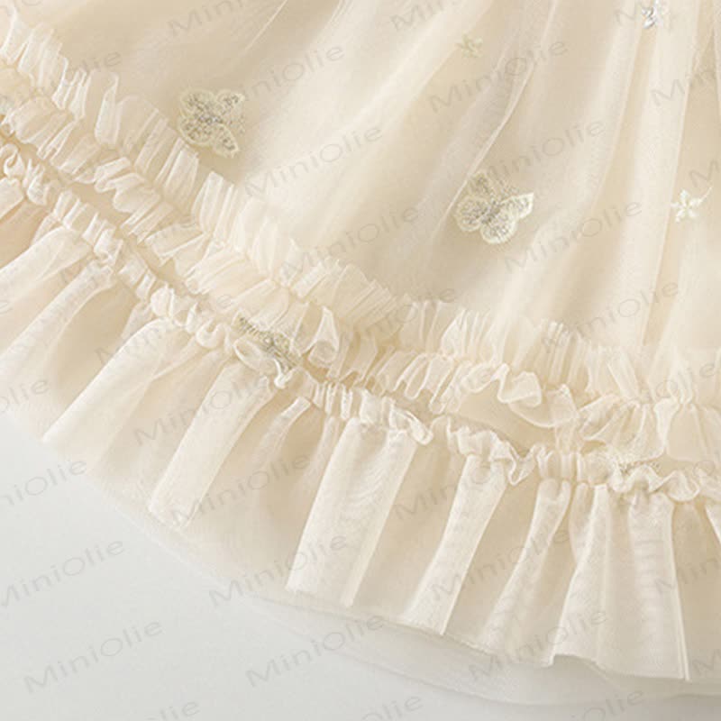 Abito da principessa senza maniche in tulle con fiocco e pizzo per bambina. - image 6