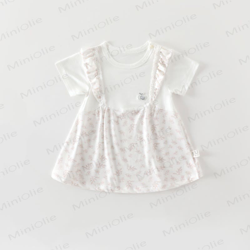 Vestito estivo a maniche corte/a volant per bambina - Beige - 18-24 mesi - image 3