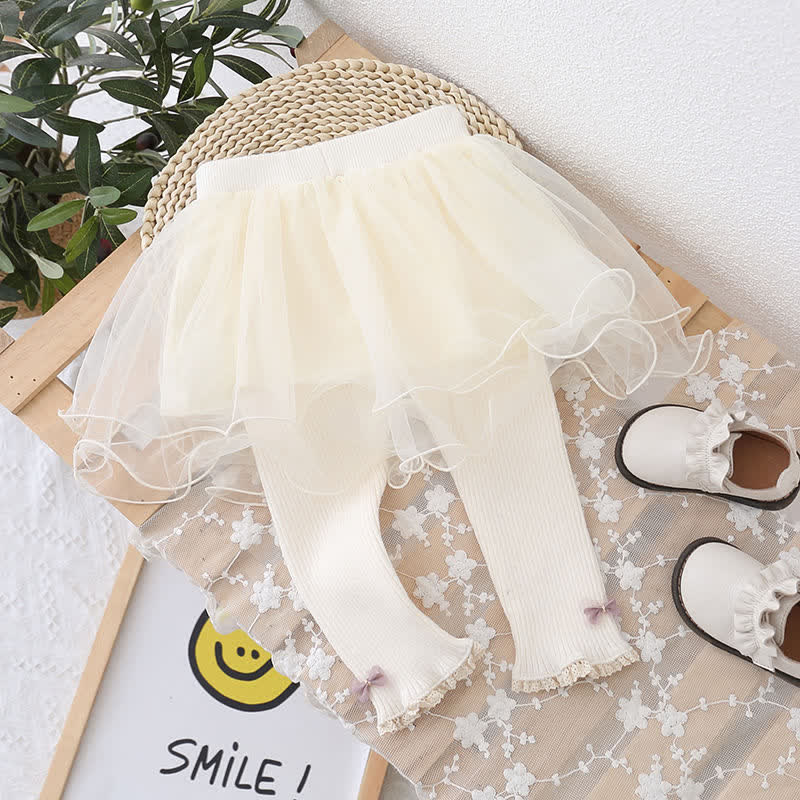 Leggings con fiocco in tulle con gonna per bambina - Bianco - 8 anni - image 2