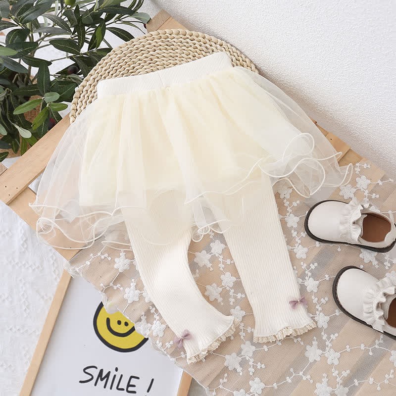 Leggings con fiocco in tulle con gonna per bambina - Bianco - 8 anni - image 2