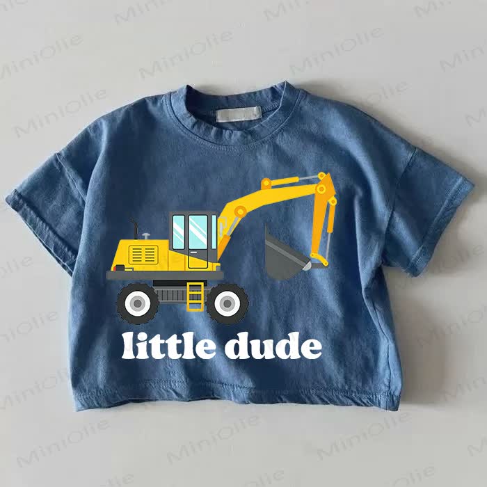 LITTLE DUDE Baby Escavator Print Blue T-shirt - Blu - 18-24 mesi - image 1