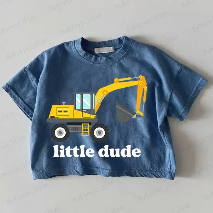 LITTLE DUDE Baby Escavator Print Blue T-shirt - Blu - 18-24 mesi - image 1