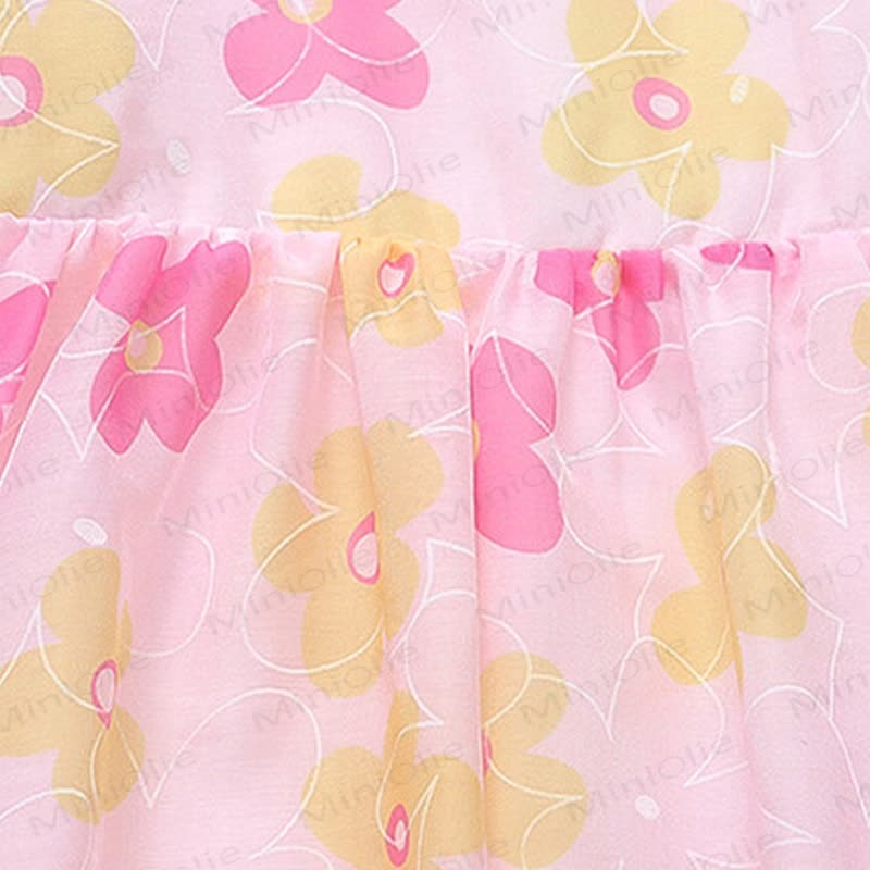 Vestito da bambina in cotone con stampa floreale rosa o verde - image 8