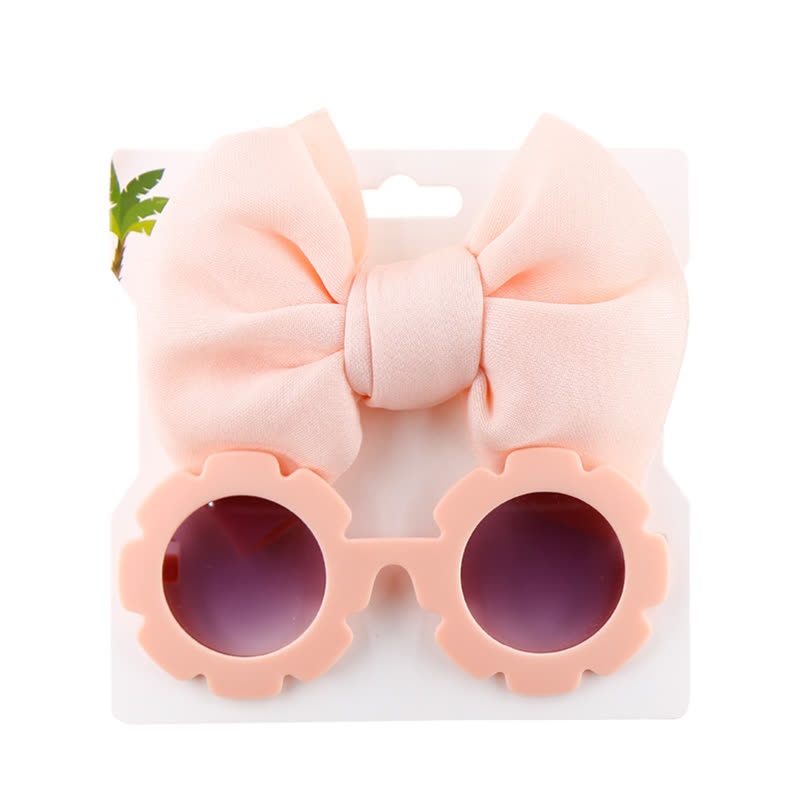 Set di occhiali da sole e fascia con fiocco per bambini - Rosa chiaro - image 3