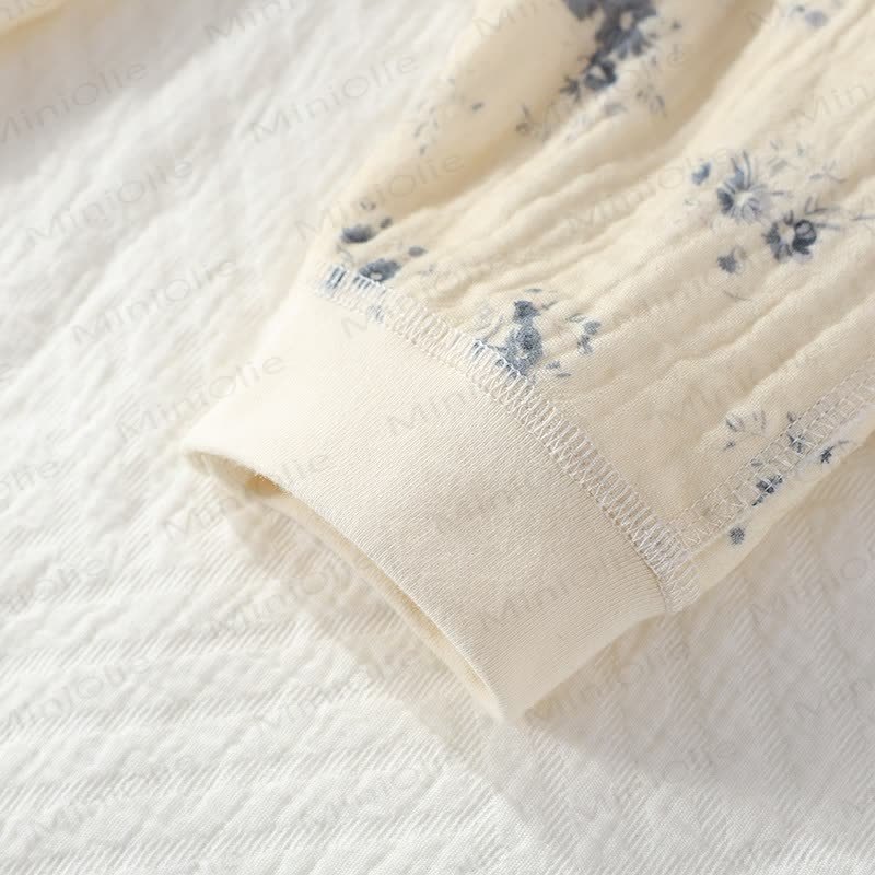 Tutina kimono beige con motivo orchidea e margherita per bambina - image 21