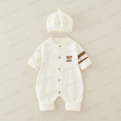 Tutina lavorata a maglia con orsetto per neonati - Beige - 18-24 mesi - image 9