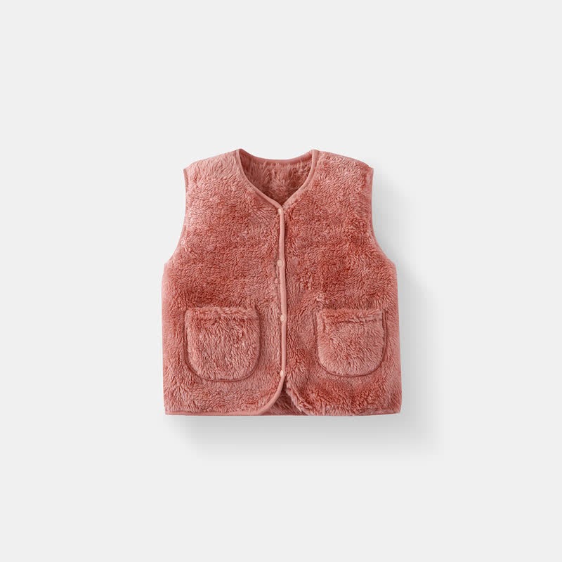 Giacca gilet in pile tinta unita per neonati e bambini - Rosa - 5-7T - image 11