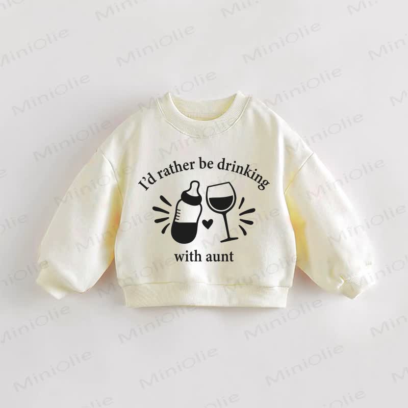 PREFERIREI BERE CON LA ZIA Felpa color crema per neonati e bambini - Crema - 3-5T - image 1
