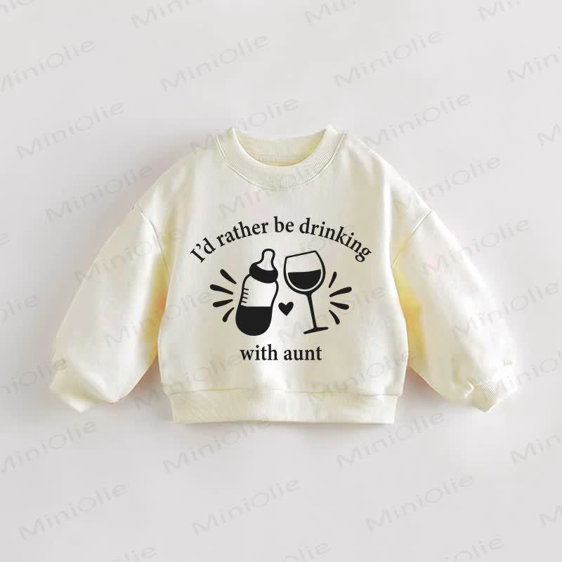 PREFERIREI BERE CON LA ZIA Felpa color crema per neonati e bambini - Crema - 3-5T - image 1