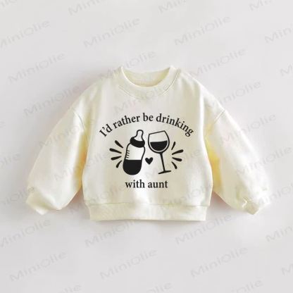 PREFERIREI BERE CON LA ZIA Felpa color crema per neonati e bambini - Crema - 3-5T - image 1