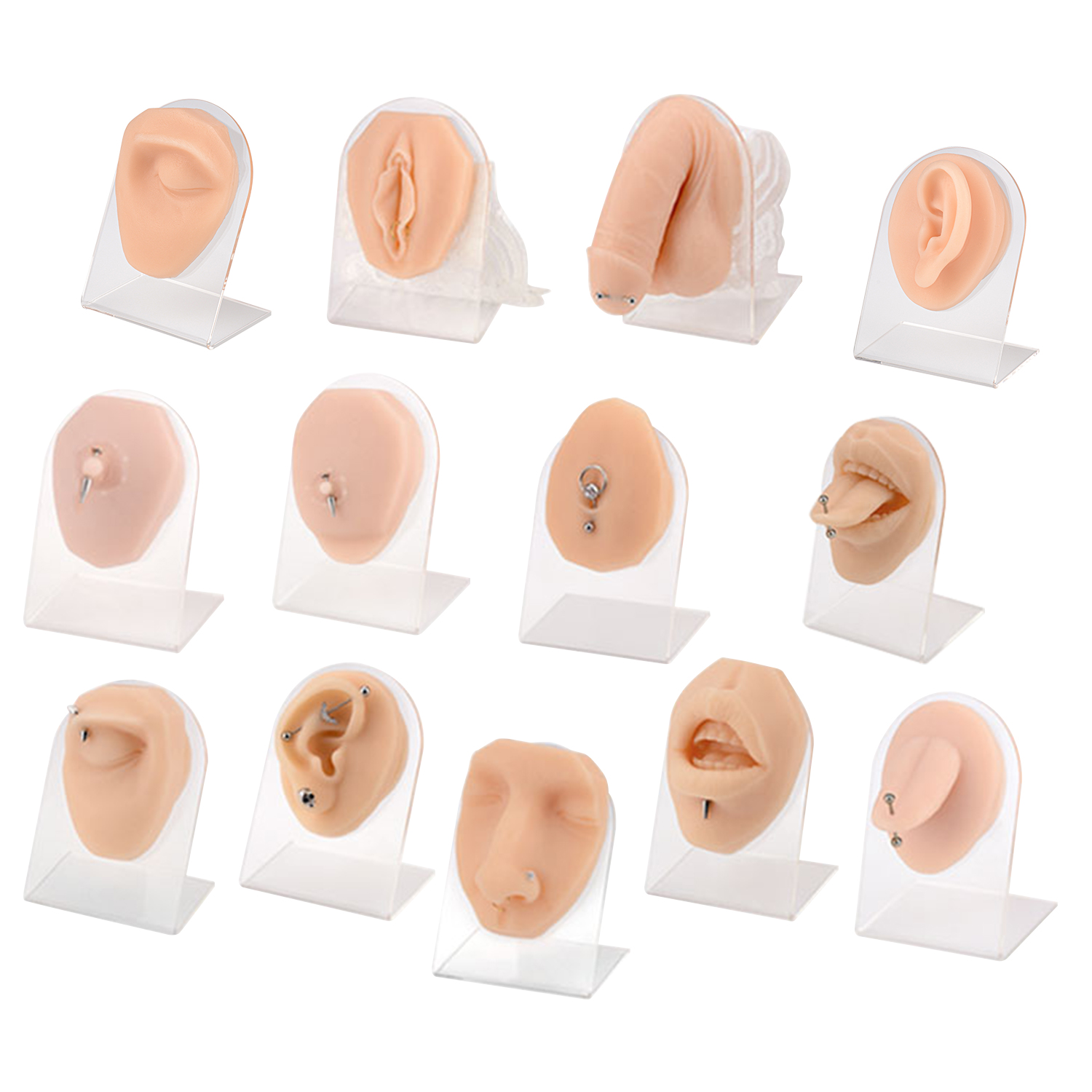 13-in-1 Silicone Body Piercing Practice Kit Set