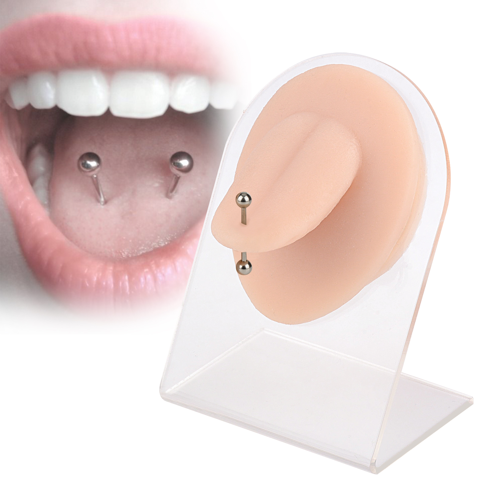 Silicone Tongue Ring Piercing Model
