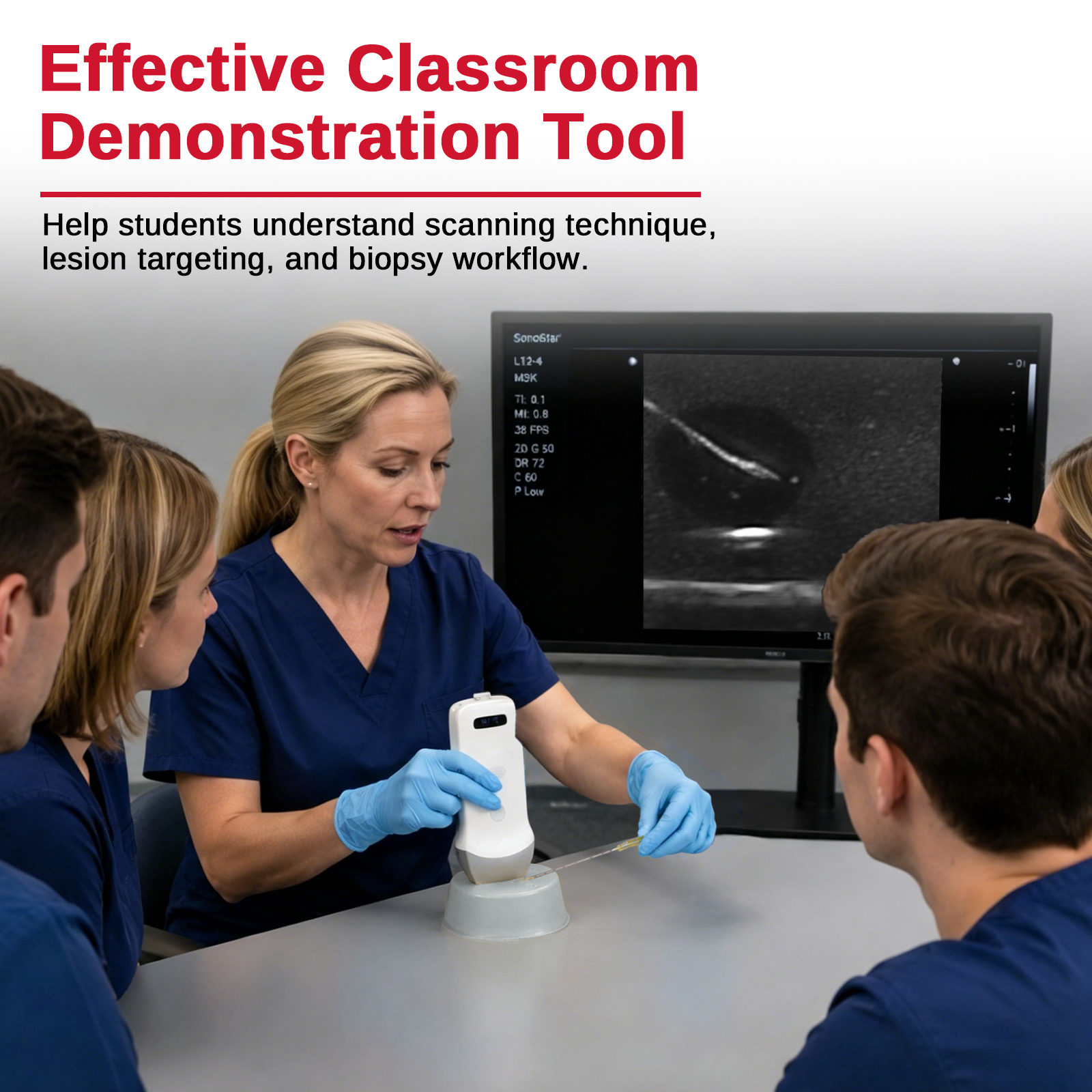 Transparent Ultrasound Guided Biopsy Trainer with Hypoechoic Lesion