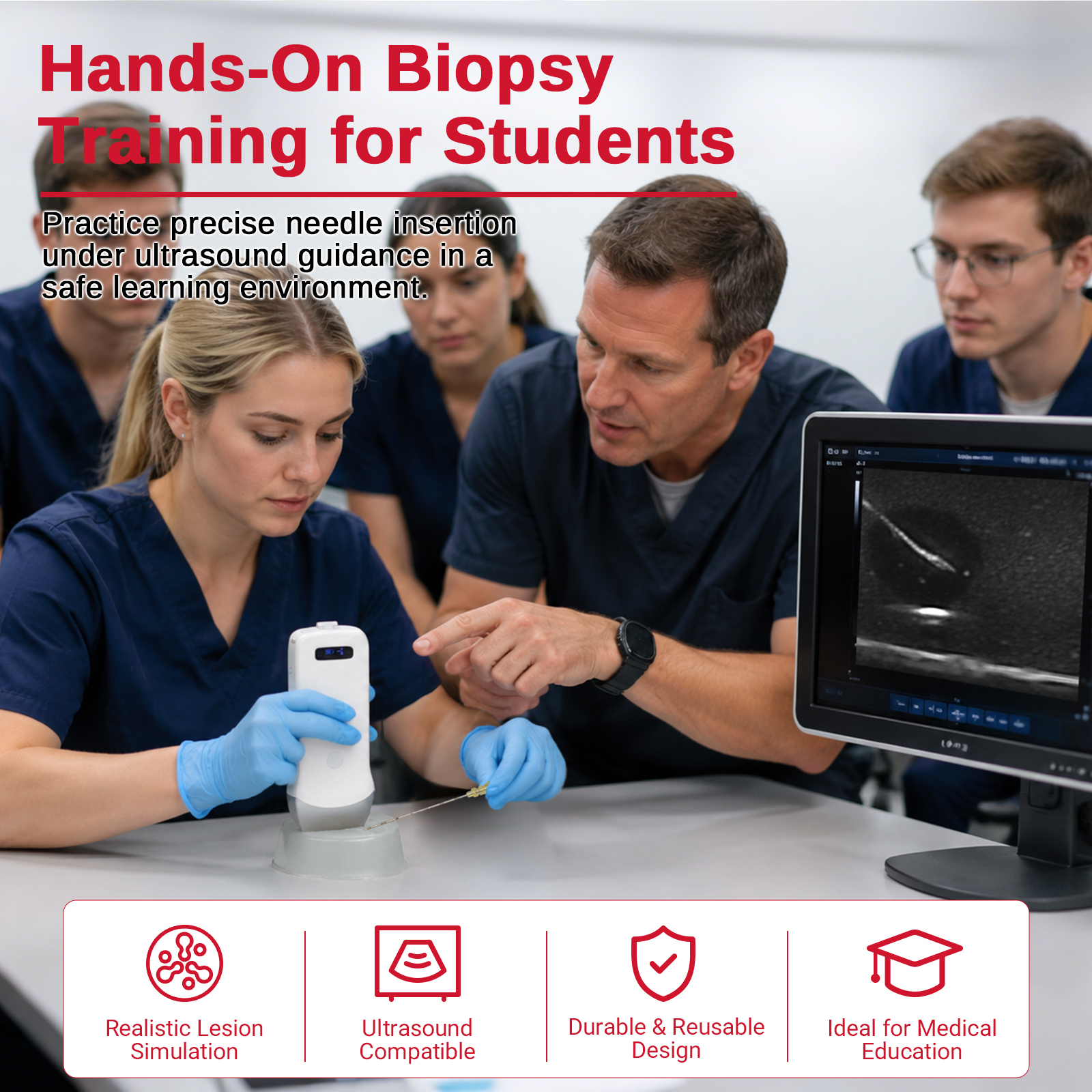 Transparent Ultrasound Guided Biopsy Trainer with Hypoechoic Lesion