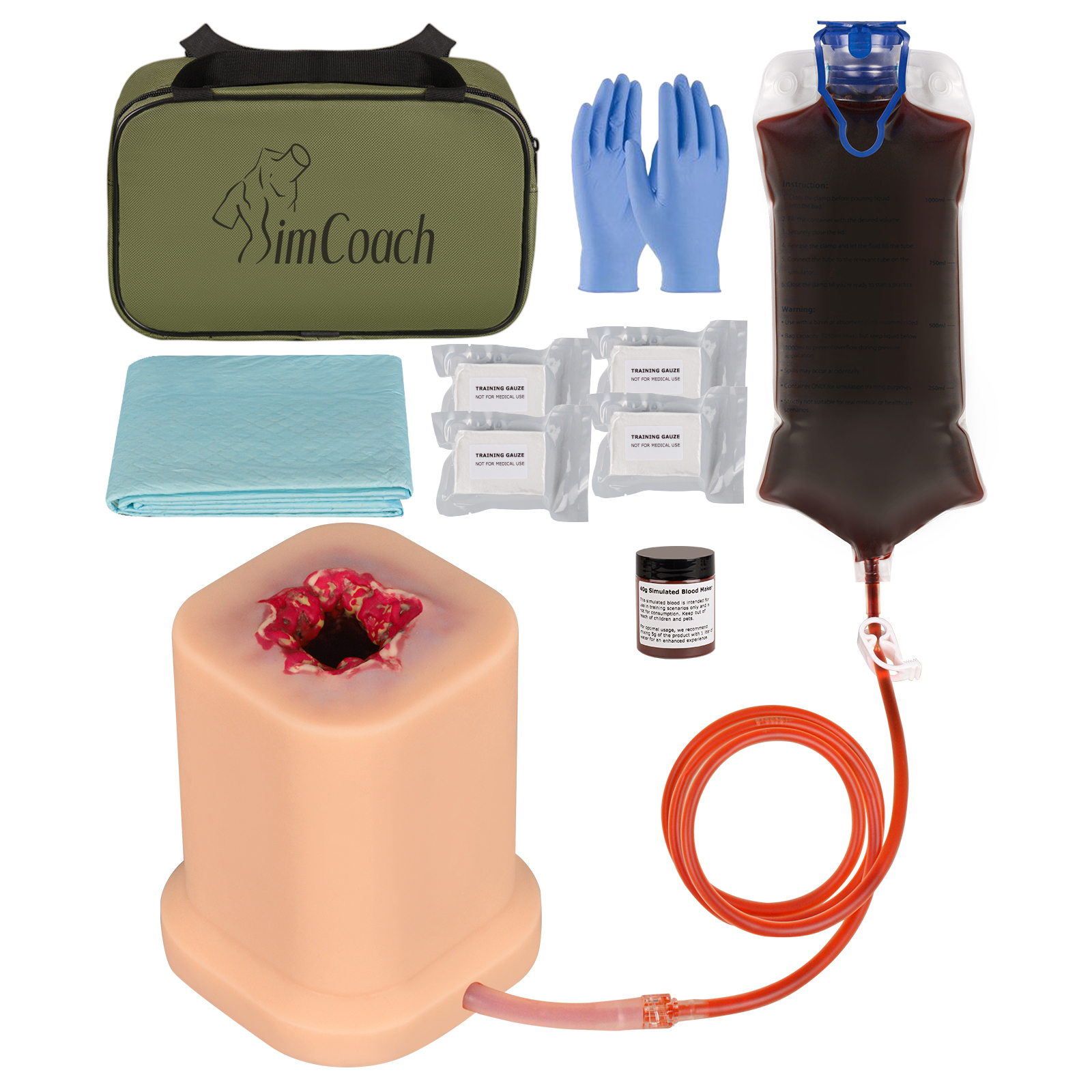 SimCoach Wound Packing Trainer Kit, Stop The Bleed Kit for Wound Packing Training, 0.3in