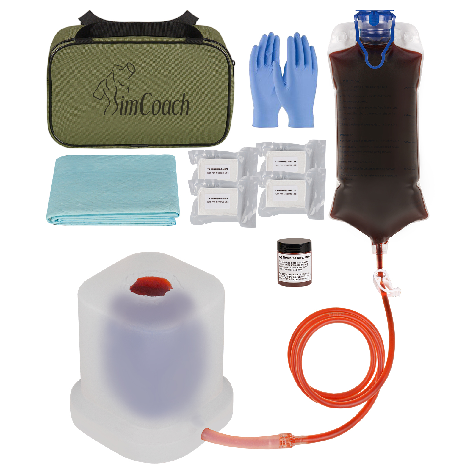 SimCoach Transparent Wound Packing Trainer Kit, Silicone Training Model for Education Demonstration Only, 0.22in