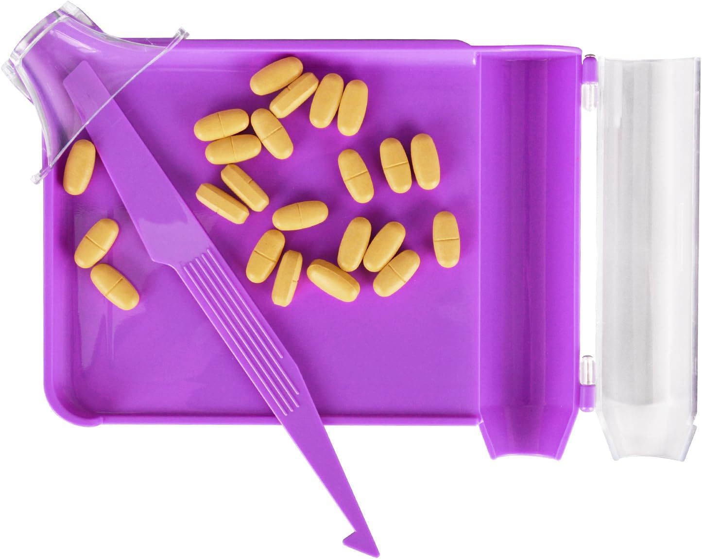 Left Hand Pill Counting Tray with Spatula Purple