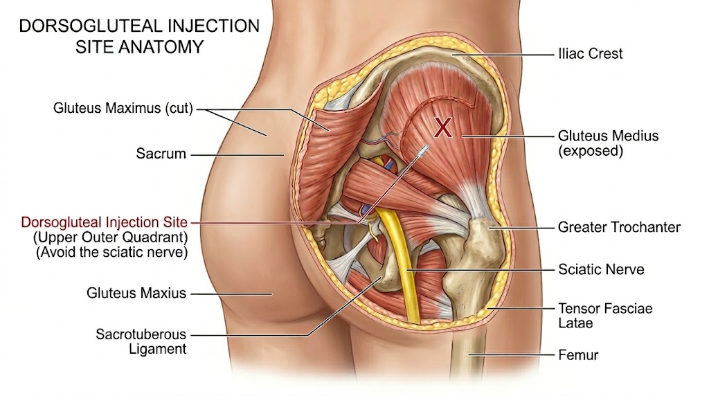 Dorsogluteal Injection Site Anatomy Diagram