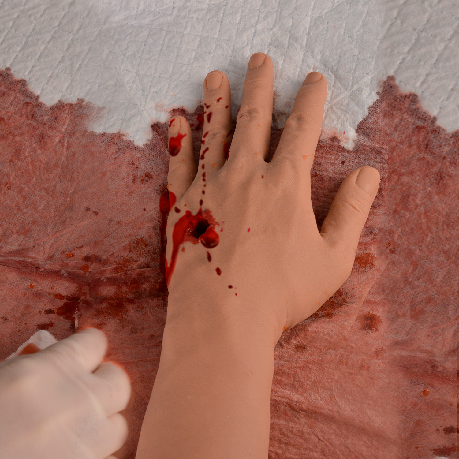 Bleeding Simulation On Palm Bullet Trauma Trainer