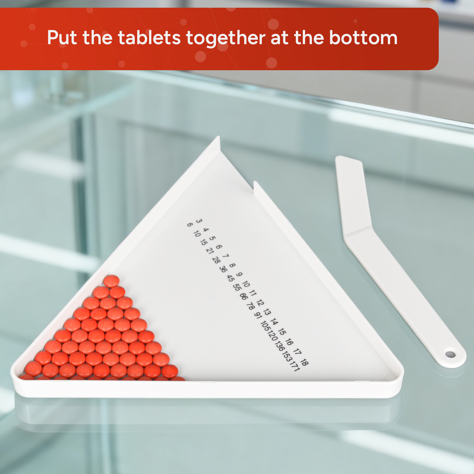 Triangle Pill Counting Tray with Spatula