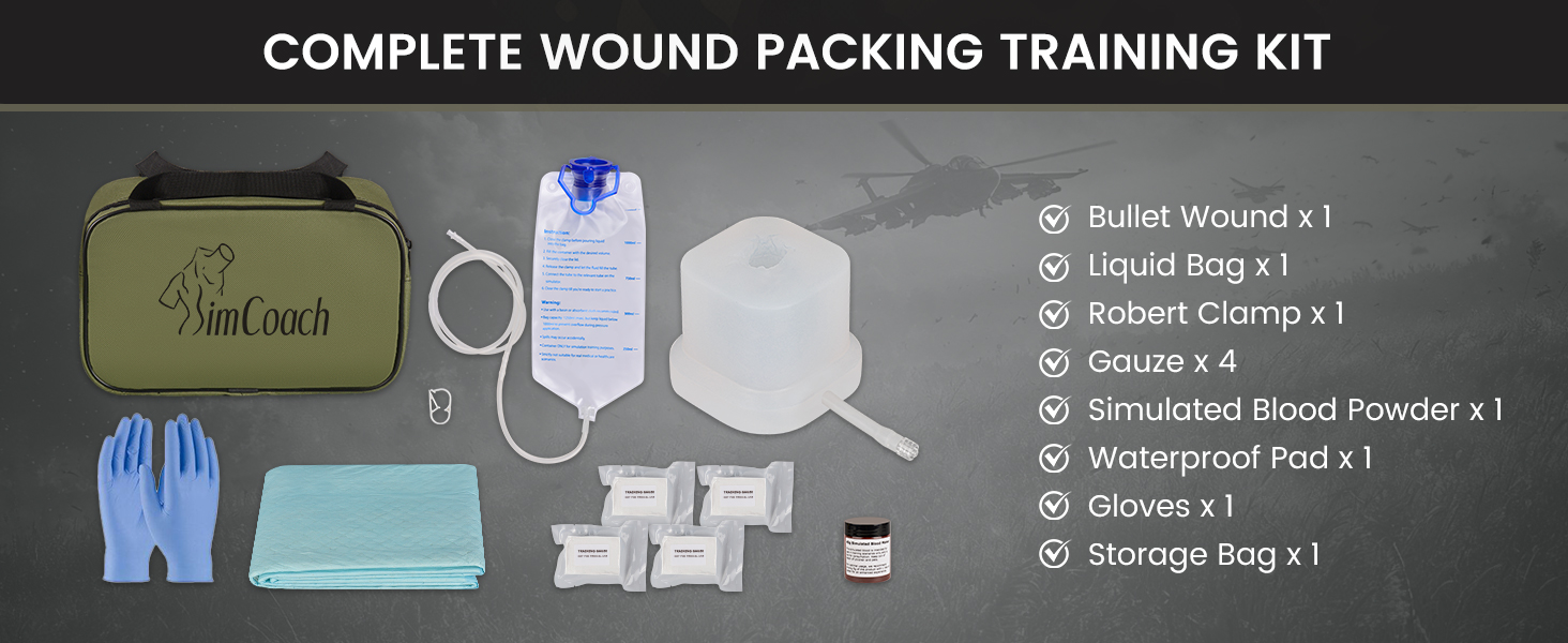 The Included Items of 9mm Gunshot Wound Packing Training Kit