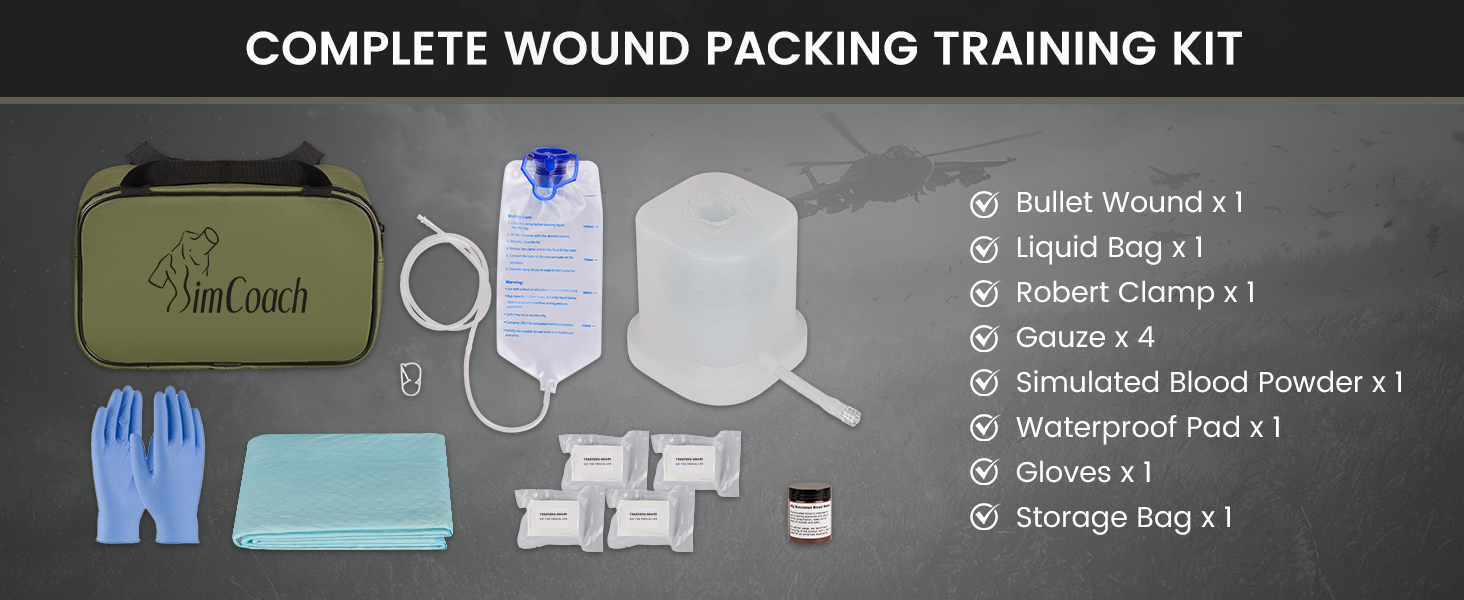 Wound Packing Trainer Kit Showing All Included Practice Items