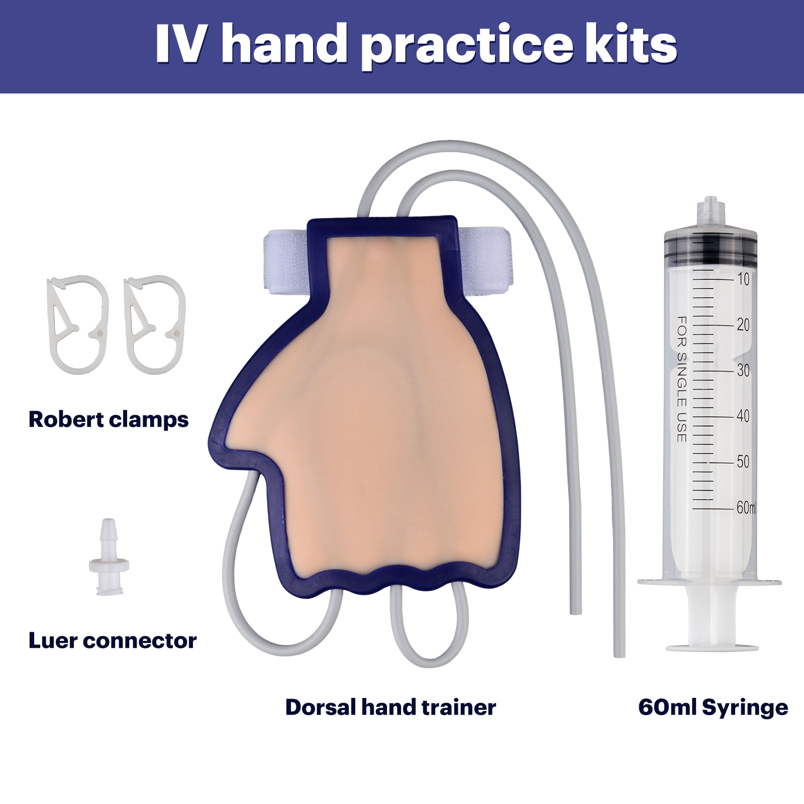 Package Contents of Dorsal Hand Intravenous Trainer