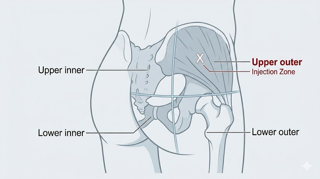 Dorsogluteal Injection Quadrant Method Diagram