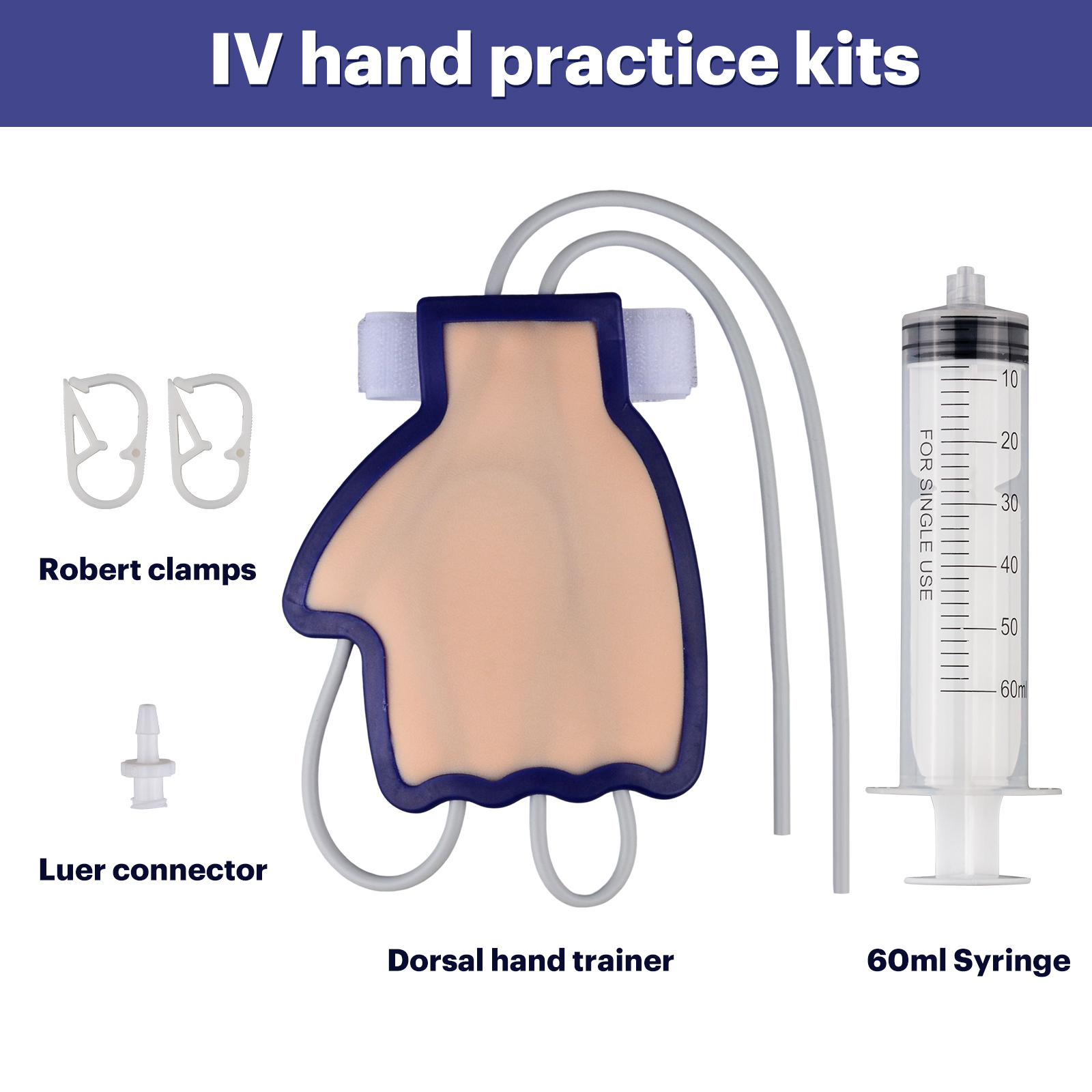 Package Contents of Dorsal Hand Intravenous Trainer