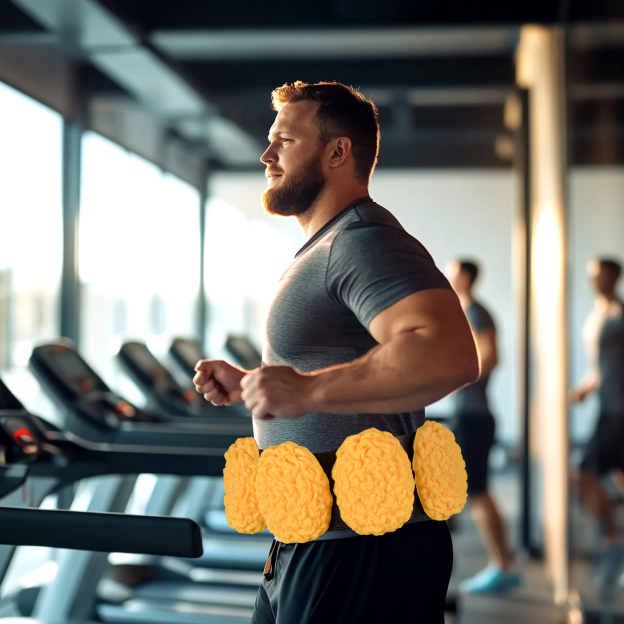 Wearable Five Pounds Fat Simulator At Health Fair