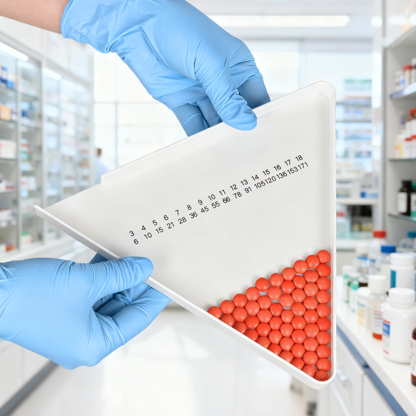 Pill Counting Tray with Numbered Rows Design