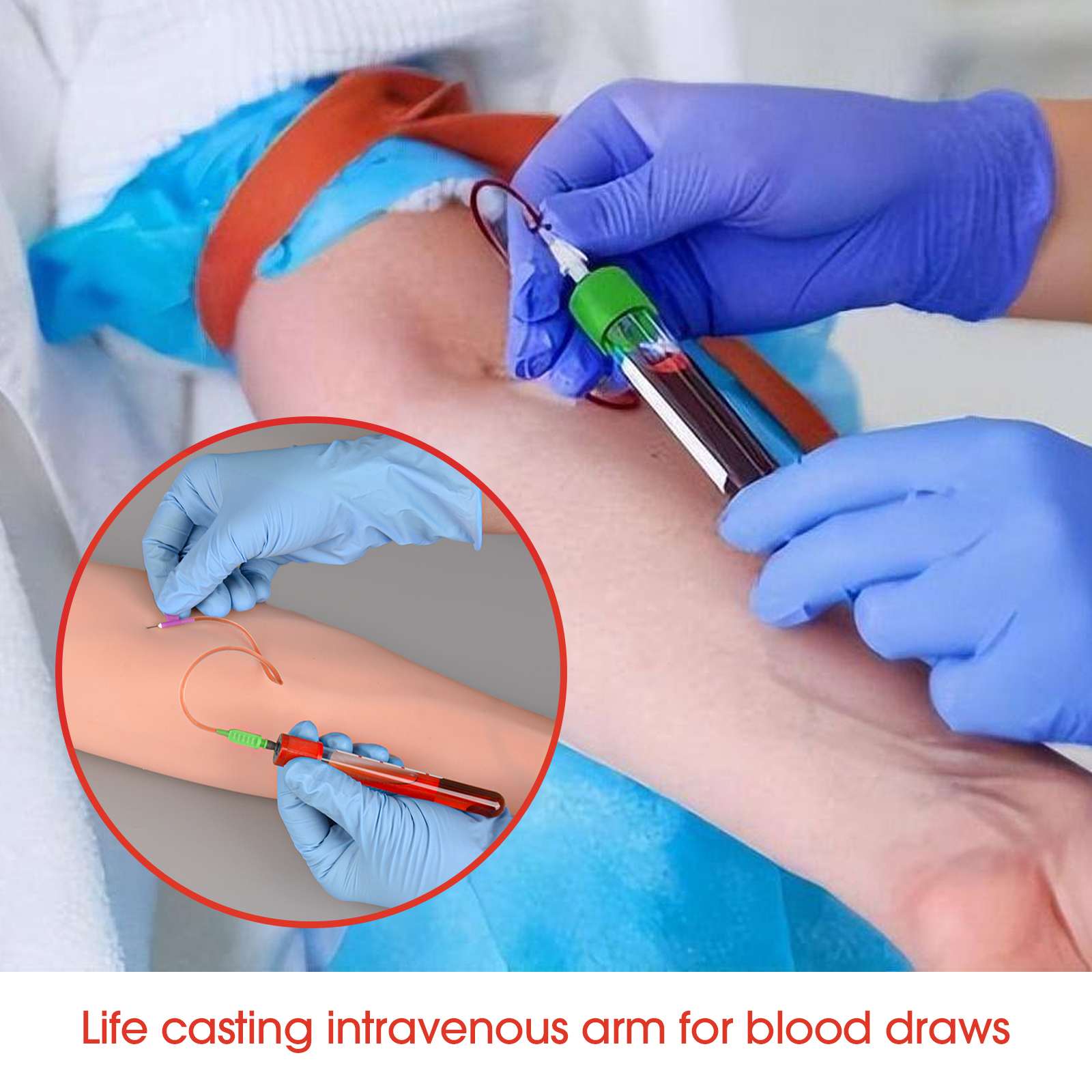 Nursing Student Practicing Blood Draw On SimCoach IV Practice Arm
