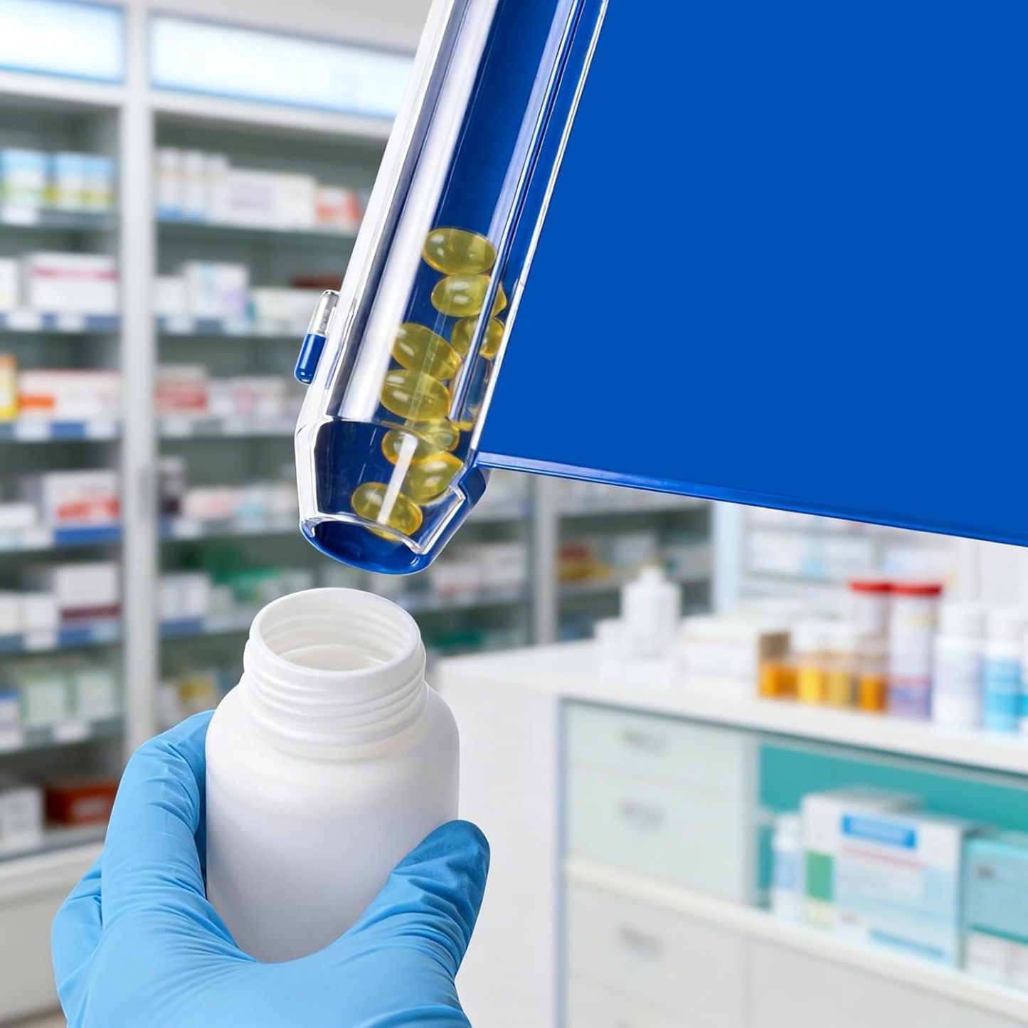 Guide Cap Used Pouring Pills Into Bottle