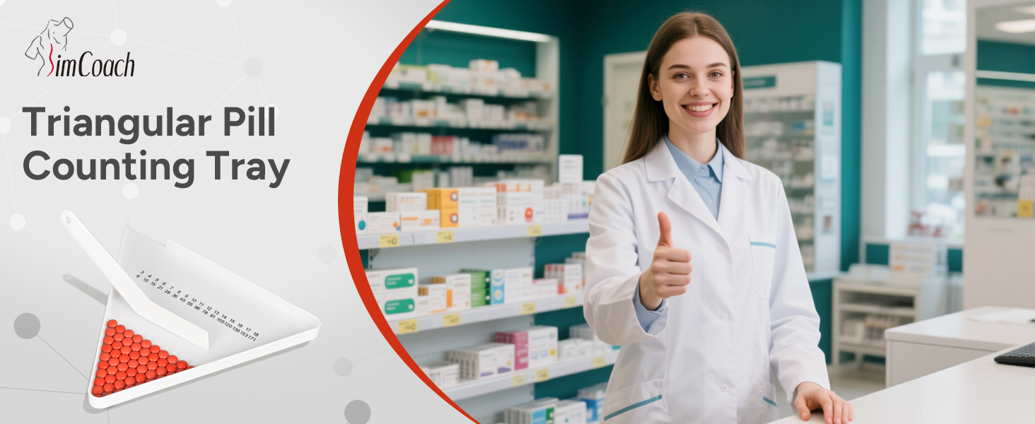 SimCoach Triangle Pill Counting Tray with Spatula