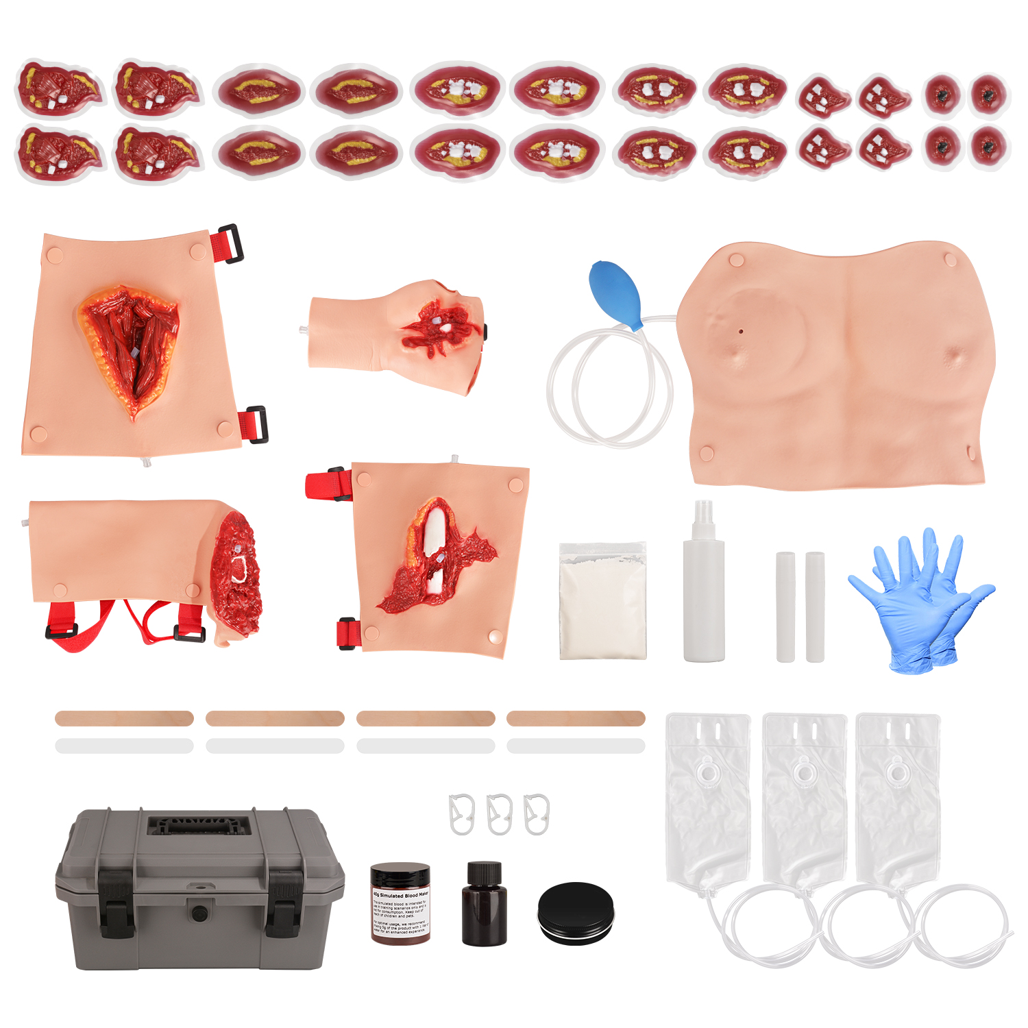 Trauma Casualty Simulation Training Kit (29-Pcs Wound Moulage Set)