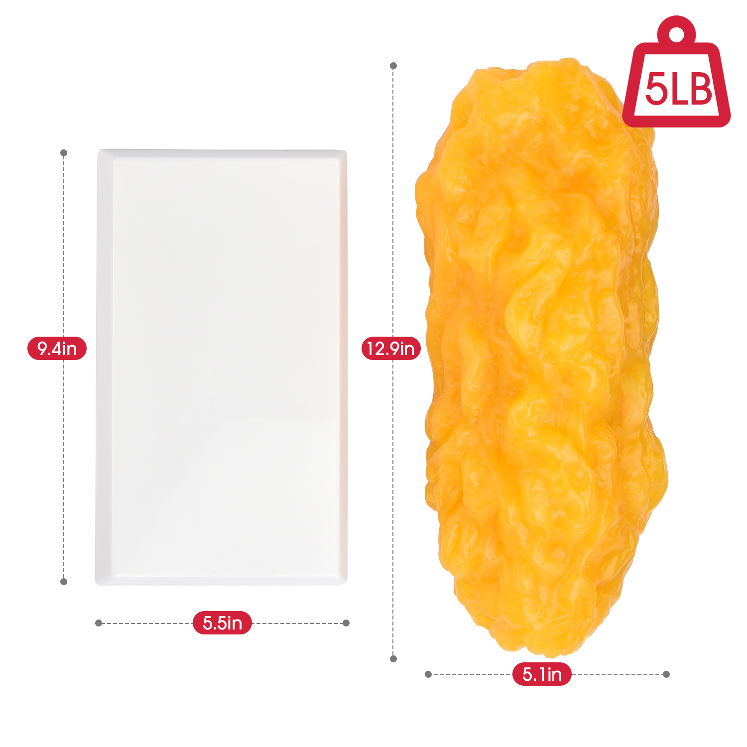 Authentic 5 Pounds Fat Replica Size Info