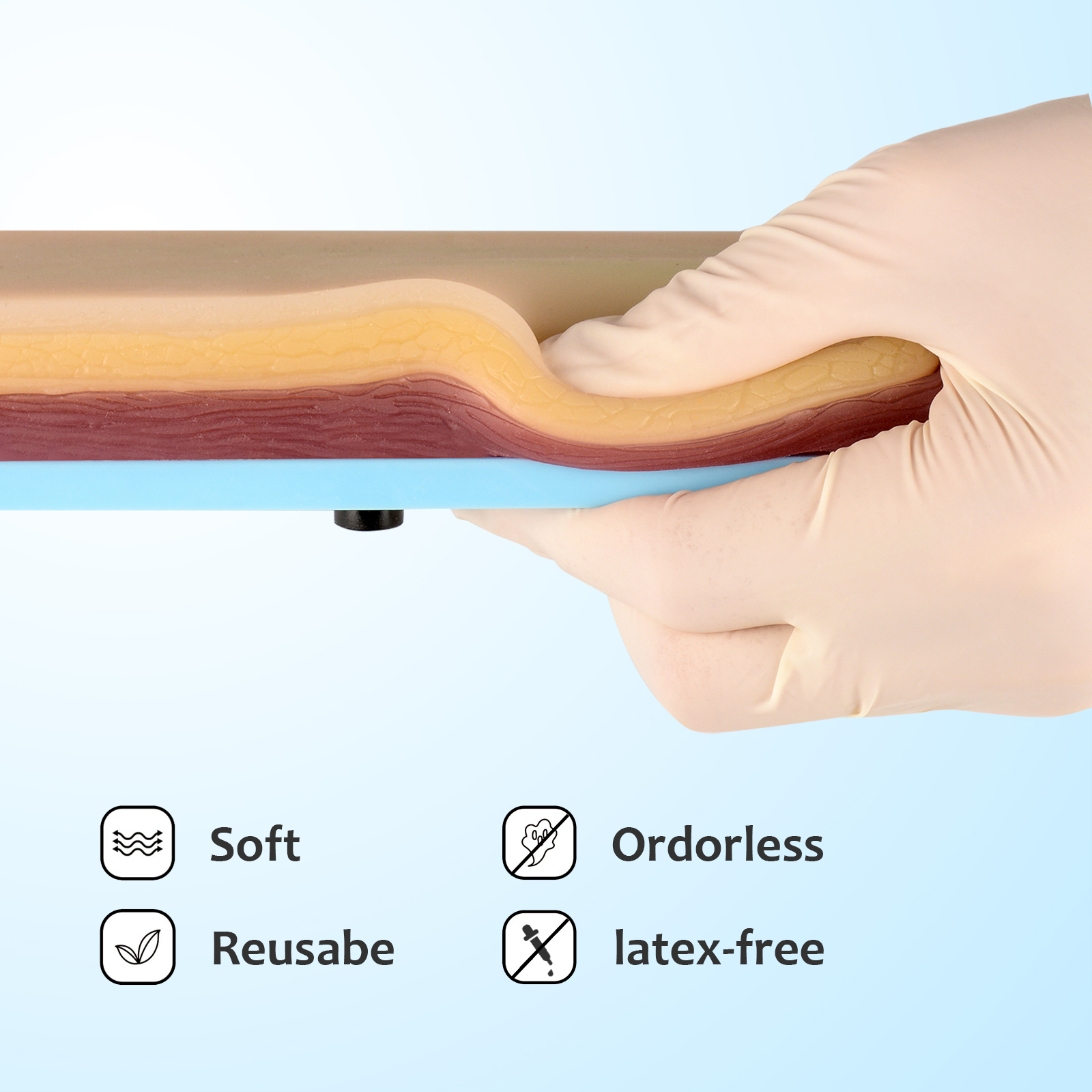 Soft Silicone Material For Realistic IV Practice Pad
