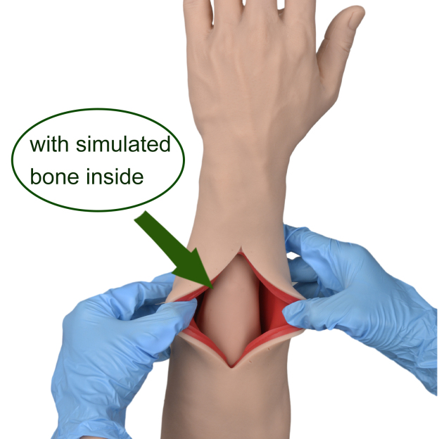 Suture Practice Arm Training Model with Simulated Bone Inside