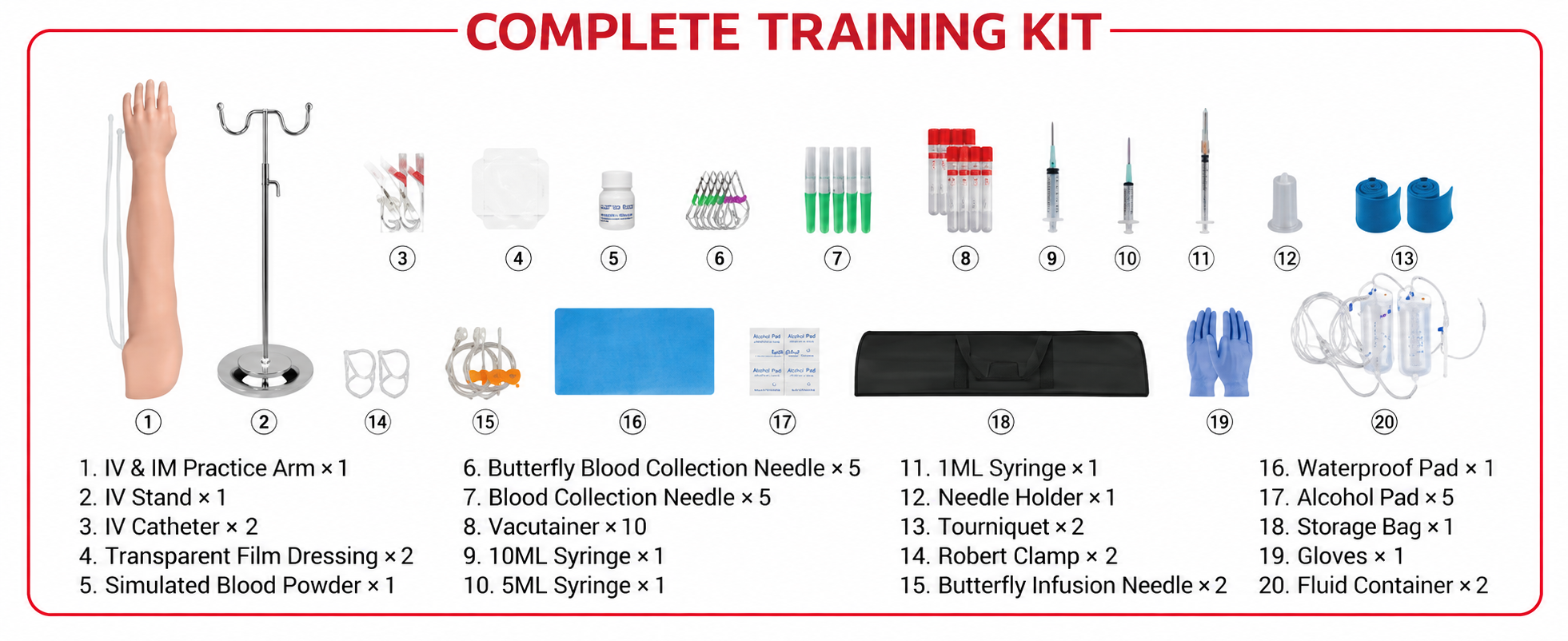Phlebotomy Practice Kit with IV & IM Practice Arm