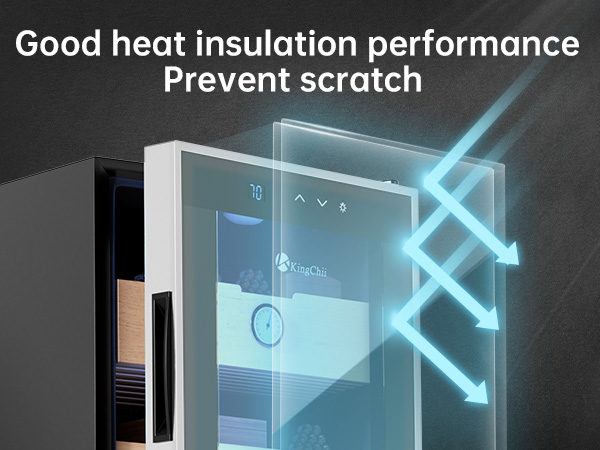 KingChii® 48L Electric Cigar Humidors Temperature Control System, Cooling & Heating Humidor Cabinet with Spanish Cedar Wood Shelves & Hygrometer, Father's Day Gifts for Men (4 Layers 300 Capacity)