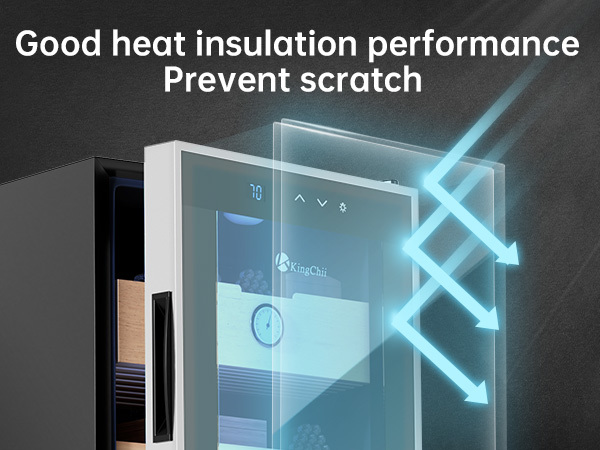 KingChii® 48L Electric Cigar Humidors Temperature Control System, Cooling & Heating Humidor Cabinet with Spanish Cedar Wood Shelves & Hygrometer, Father's Day Gifts for Men (4 Layers 300 Capacity)