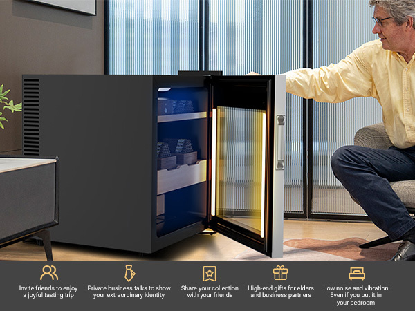 KingChii Upgrade 50L Temperature & Humidity Control Cabinet, Built-in Humidification System with Spanish Cedar Wood Shelves & Drawer Hygrometer Father's Day Gifts for Men( (350 Cigars)