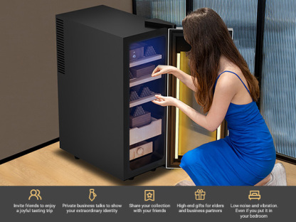 KingChii Upgrade 35L Temperature & Humidity Control Cabinet, Built-in Humidification System with Spanish Cedar Wood Shelves & Drawer Hygrometer Father's Day Gifts For Men,Holds 200 Cigars