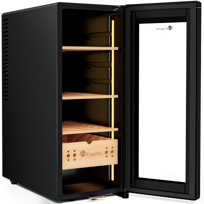KingChii Pro 35L Thermoelectric Cigar Humidor with Temp & Humidity Control, 250-Cigar Capacity