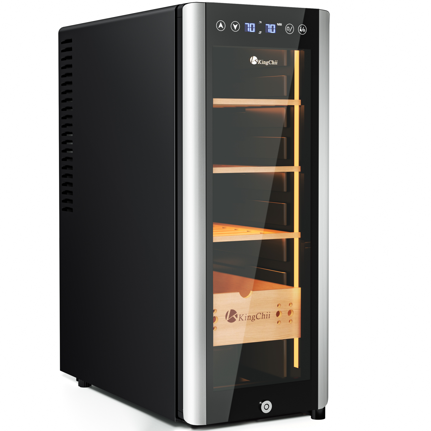 KingChii Pro 35L Thermoelectric Cigar Humidor with Temp & Humidity Control, 250-Cigar Capacity
