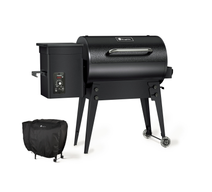 KingChii Portable Electric Wood Pellet Grill & Smoker with Foldable Legs, 456 SQ.IN Grill Capacity, 18LB Hopper, with PID Temperature Control (180-425°F) for Backyard Camping Bake and Roast