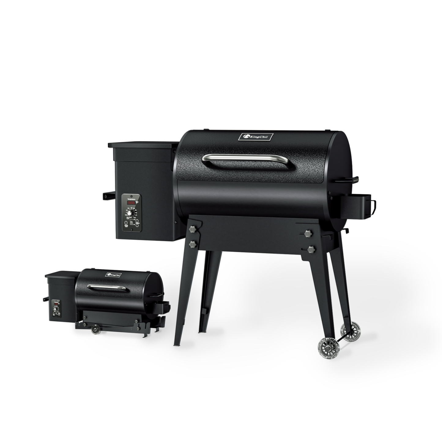 KingChii Portable Electric Wood Pellet Grill & Smoker with Foldable Legs, 456 SQ.IN Grill Capacity, 18LB Hopper, with PID Temperature Control (180-425°F) for Backyard Camping Bake and Roast